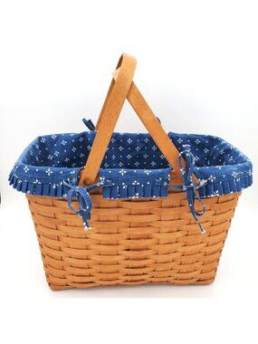 Longaberger 1994 Magazine Basket w/handle & liner. No plastic insert. Signed!